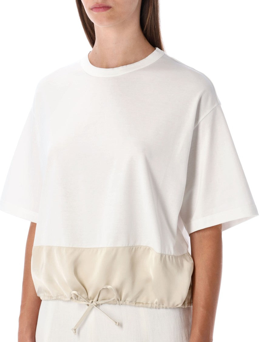 Fabiana Filippi Cotton T-Shirt With Adjustable Contrast Insert