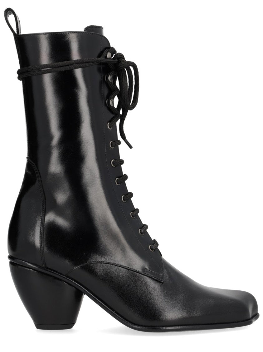 Vivienne Westwood Polished Leather Boots With Sculpted Block Heel