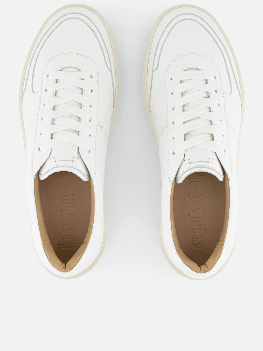 Born Outside Minimalist White Sneakers With Subtle Stitching And Tan Interior