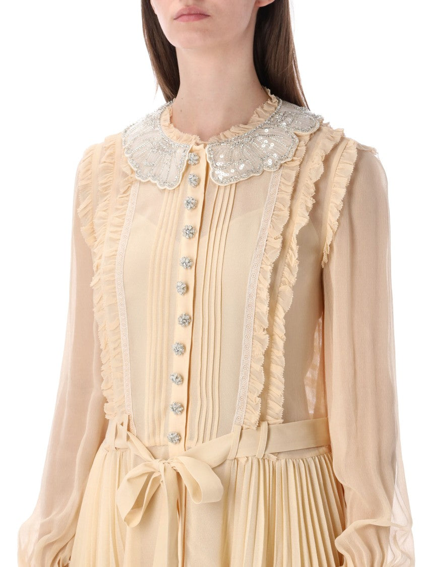 Self-Portrait Pleated Georgette Mini Dress