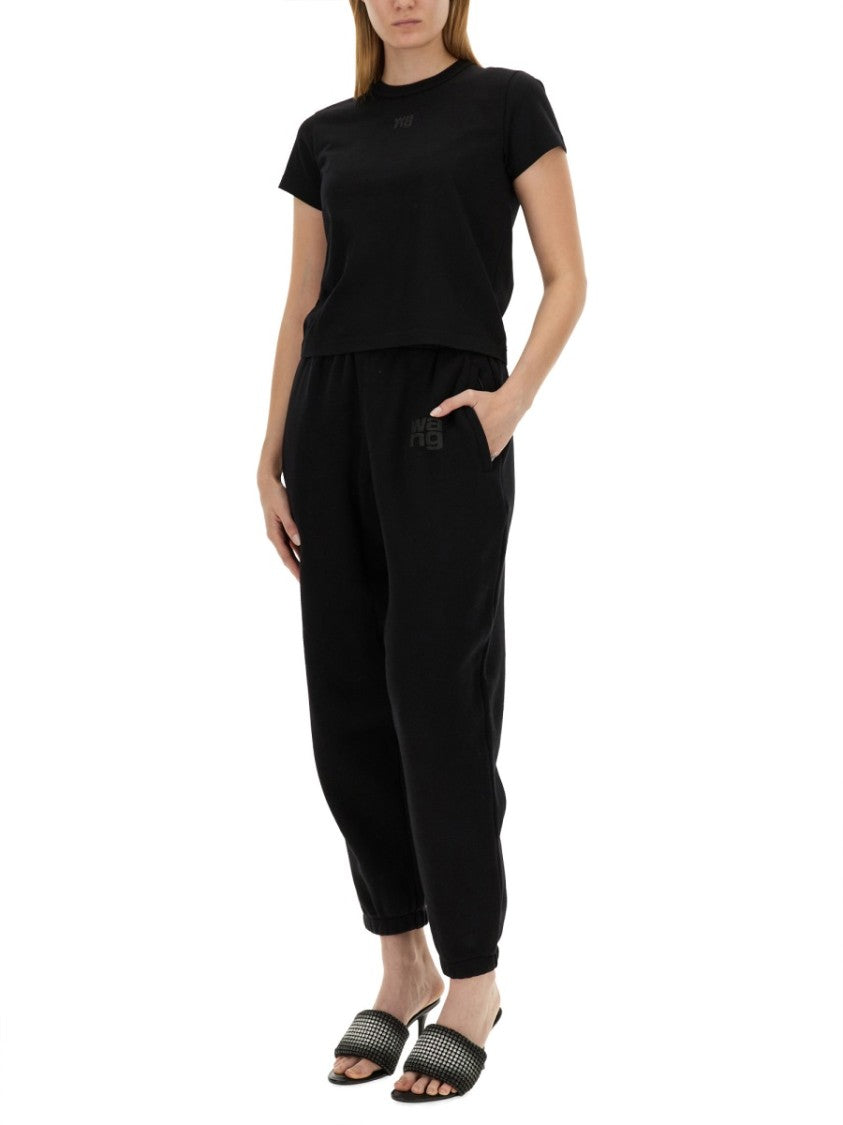 T By Alexander Wang Essential Shrunk Cropped Black T-Shirt