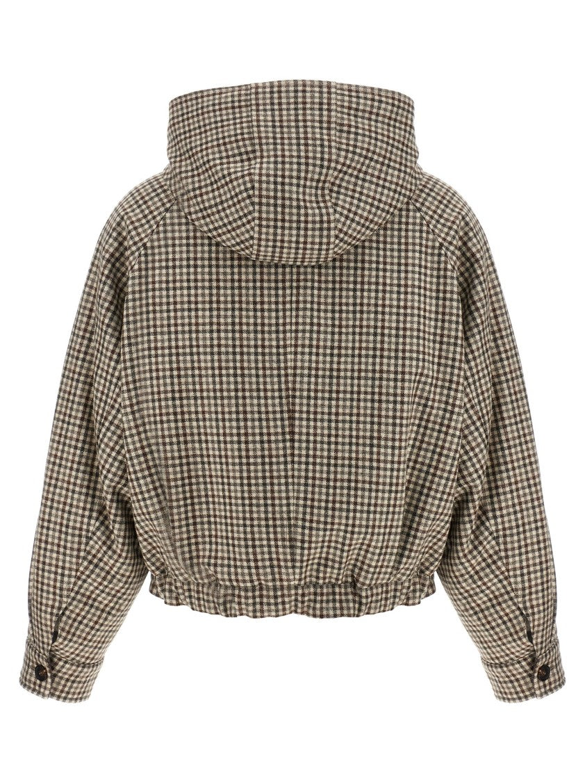 Brunello Cucinelli Shiny Zipper Pull' Check Jacket