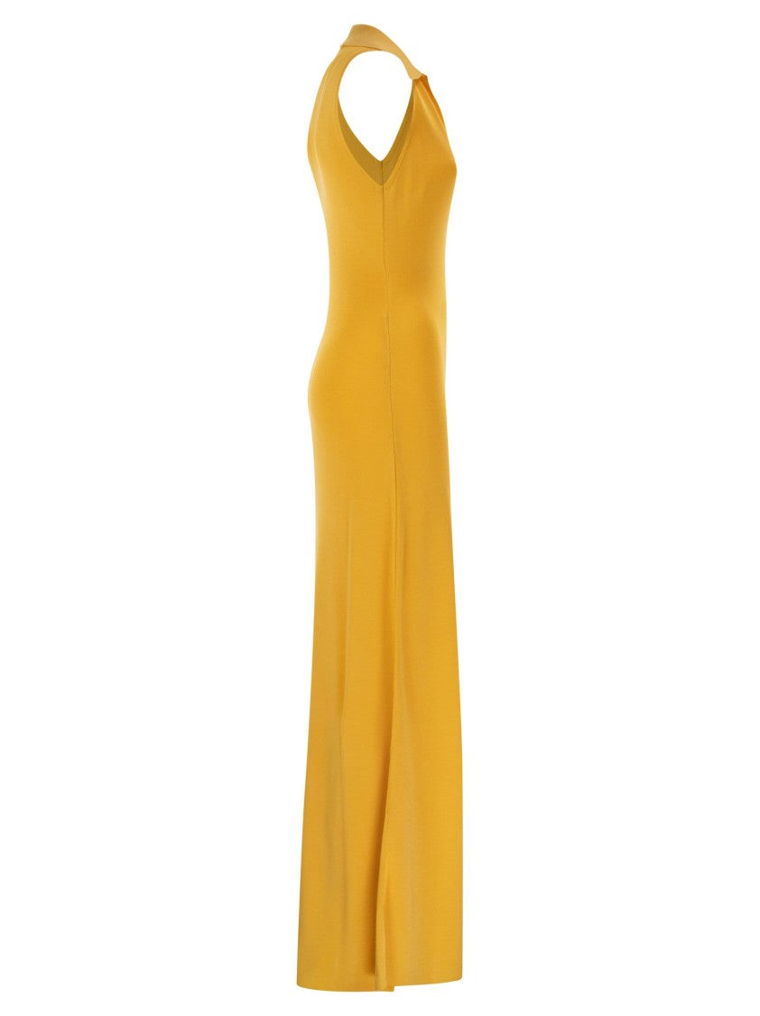 Elisabetta Franchi Slim-Fit Viscose Knit Dress With Metal Chain Detail