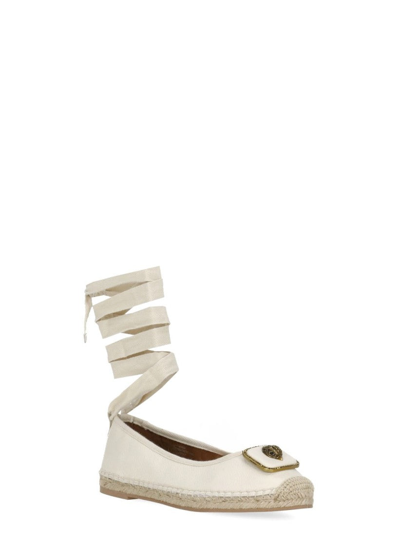Kurt Geiger Ivory Pimlico Tie Leather Flats