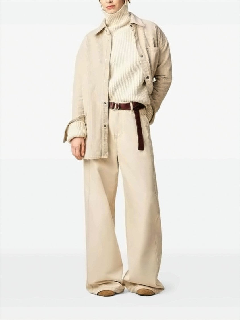 Ami Corduroy Velvet Oversized Shirt With Side Slits