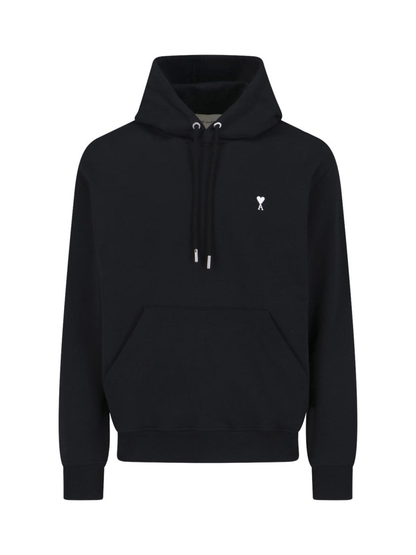 Ami Paris Black Ami De Coeur Cotton Hoodie