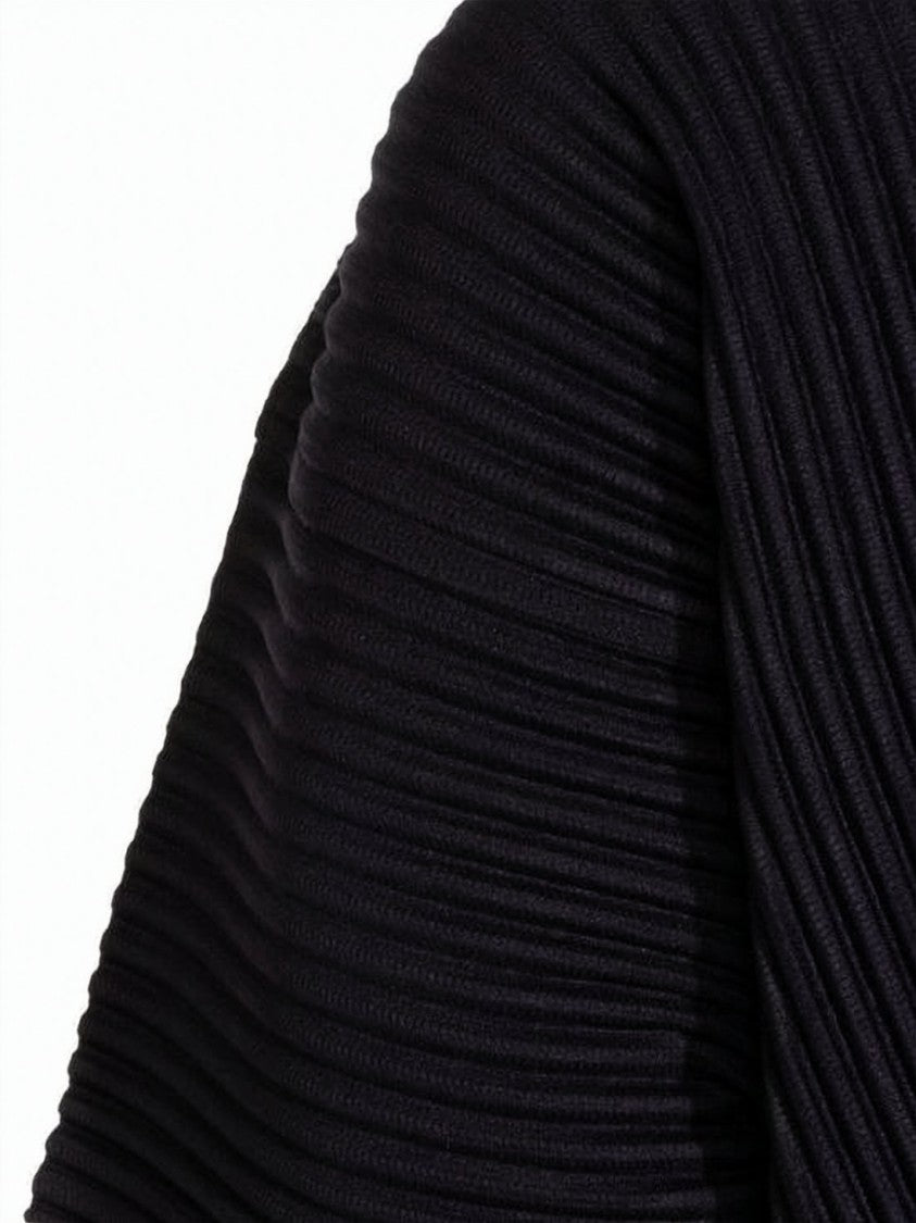 Homme Plissé Issey Miyake Pleated Black Short-Sleeve T-Shirt With V-Neck Collar