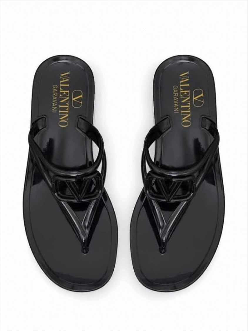 Valentino Glossy Rubber Slip-On Sandals