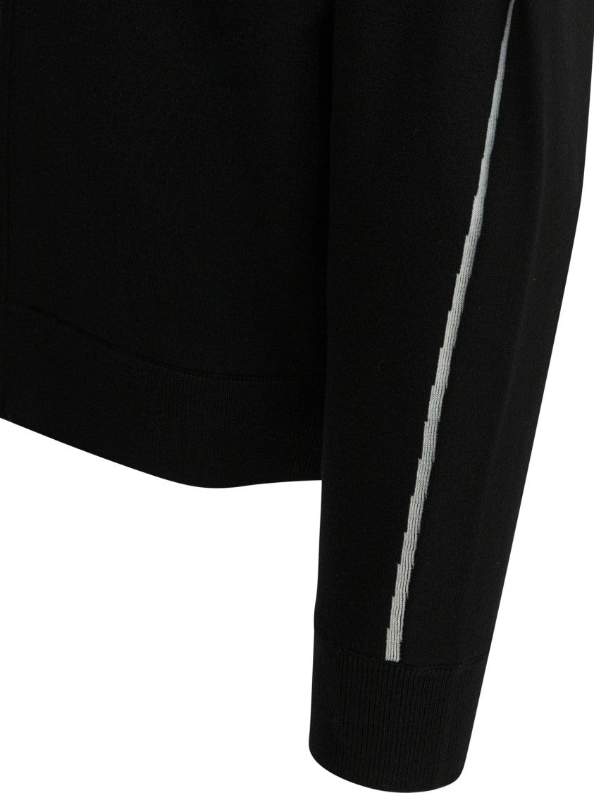 Givenchy Couture Seam Zip Sweater With Bomber Collar