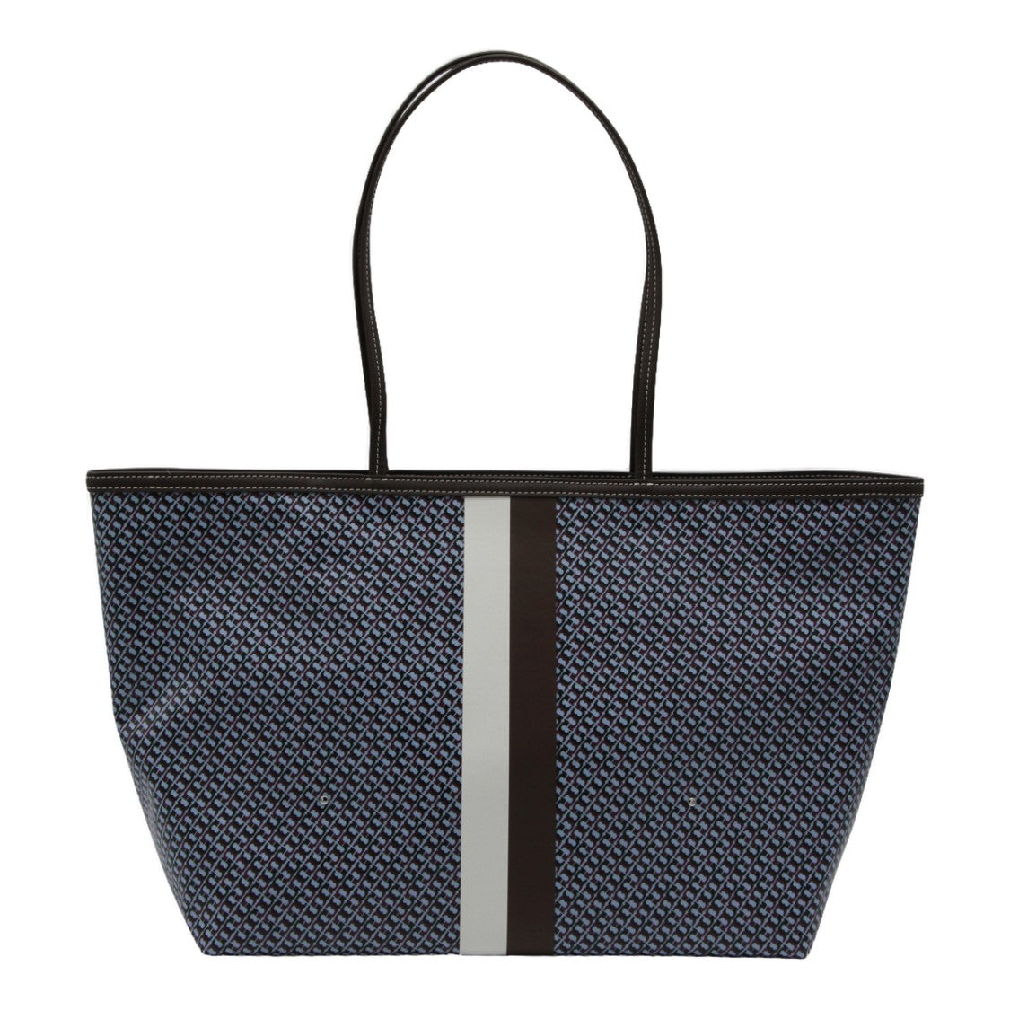 Tory Burch Structured Tote Bag With Geometric Pattern And Contrasting Stripe