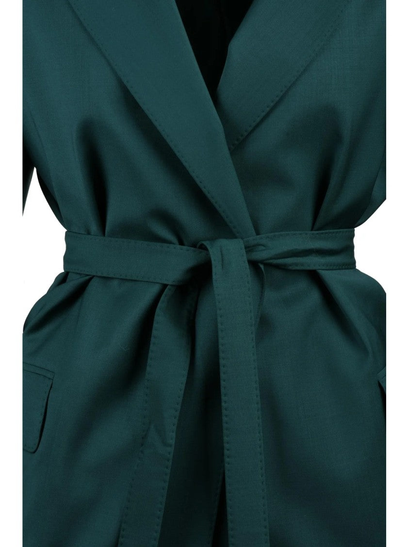 Max Mara Talento Virgin Wool Jacket With Self-Tie Waist And Flap Pockets