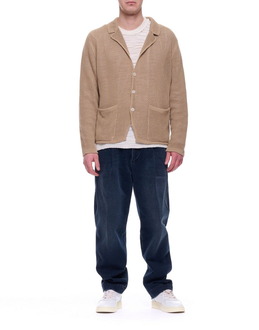 Atomofactory Sand Relaxed Fit Cotton Acetate Mesh Cardigan