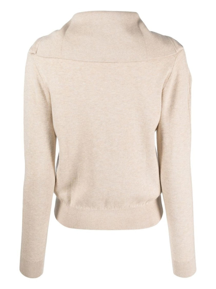 Calvin Klein Beige Half-Zip Pullover With Relaxed Fit