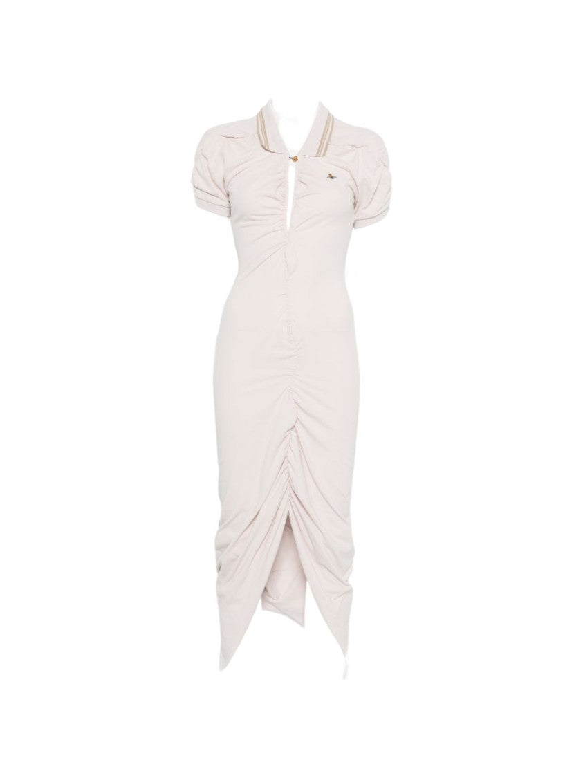 Vivienne Westwood Fitted Midi Dress With Ruched Detailing And Polo Collar