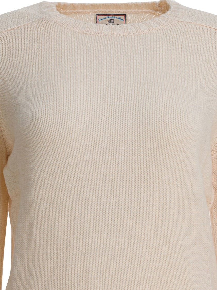Ines De La Fressange Beige Knit Sweater With Classic Round Neckline