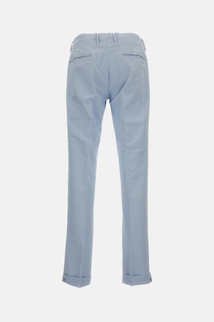 Incotex Light Blue Slim-Fit Cotton Trousers With Cuffed Hem