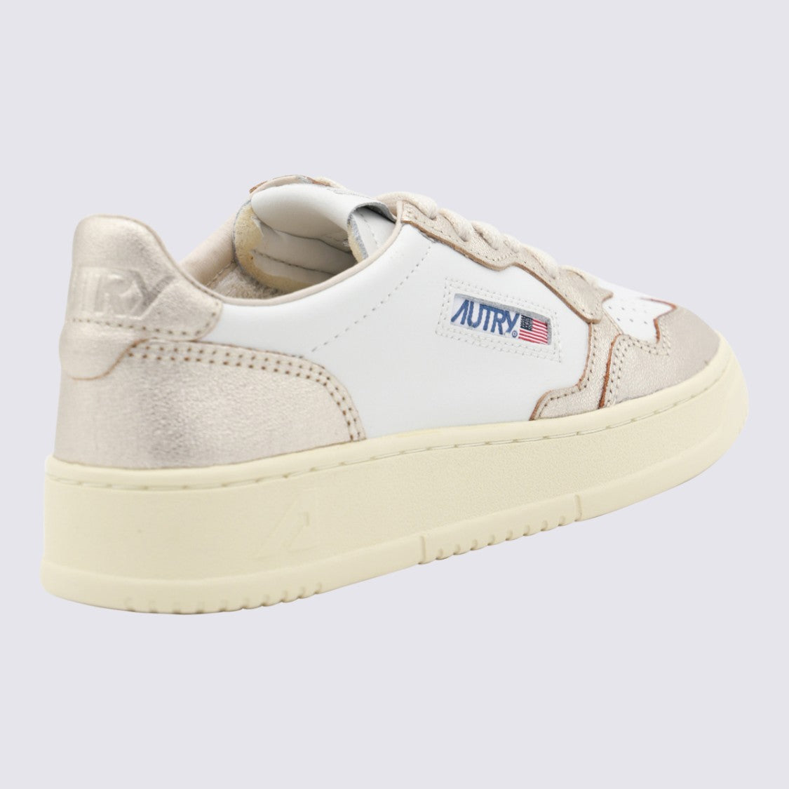 Autry Low-Top Sneakers With Metallic Beige Accents