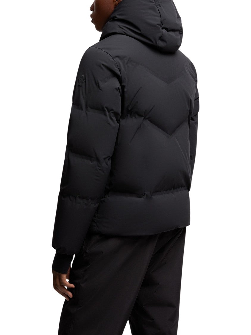 Moncler Grenoble Quilted Black Down Jacket With High Collar And Hood