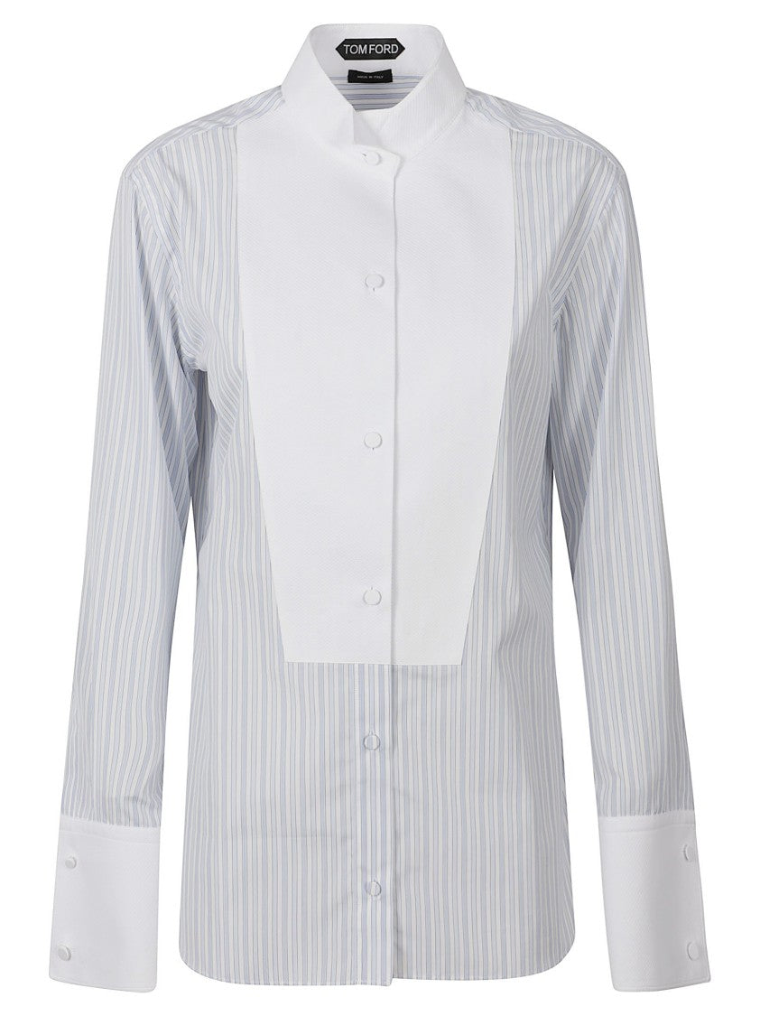 Tom Ford White Stripe Bib Front Shirt