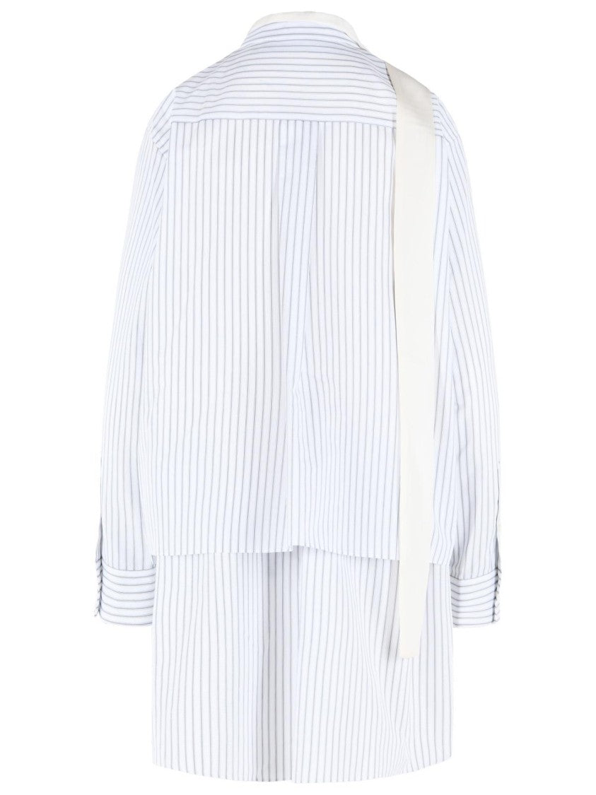 Sacai White Cotton Blend Mini Dress