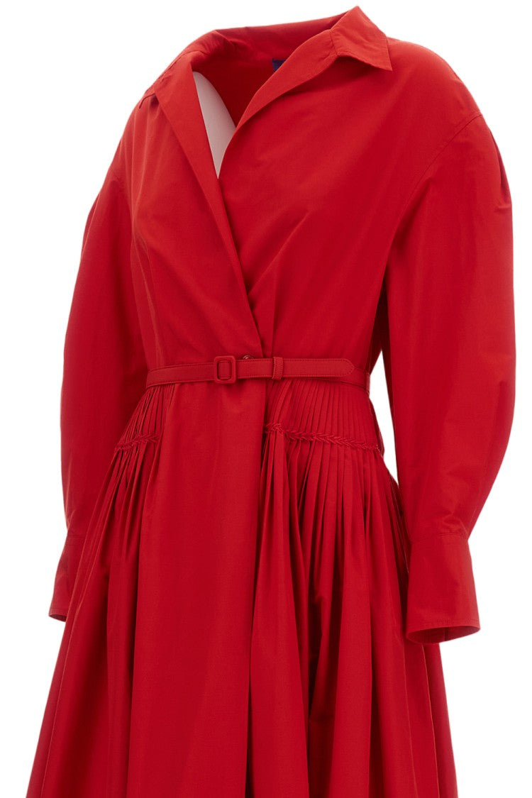 Ralph Lauren Collection Red Daley Long Sleeve Technical Poplin Gown