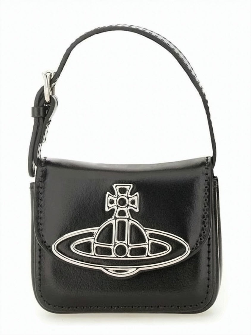 Vivienne Westwood Structured Leather Shoulder Bag With Metallic Emblem