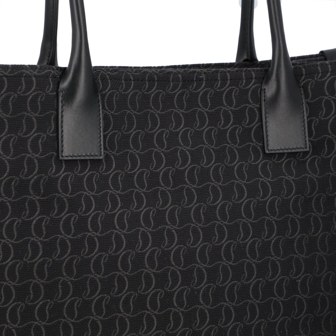 Christian Louboutin Structured Black Leather And Cotton Tote Bag