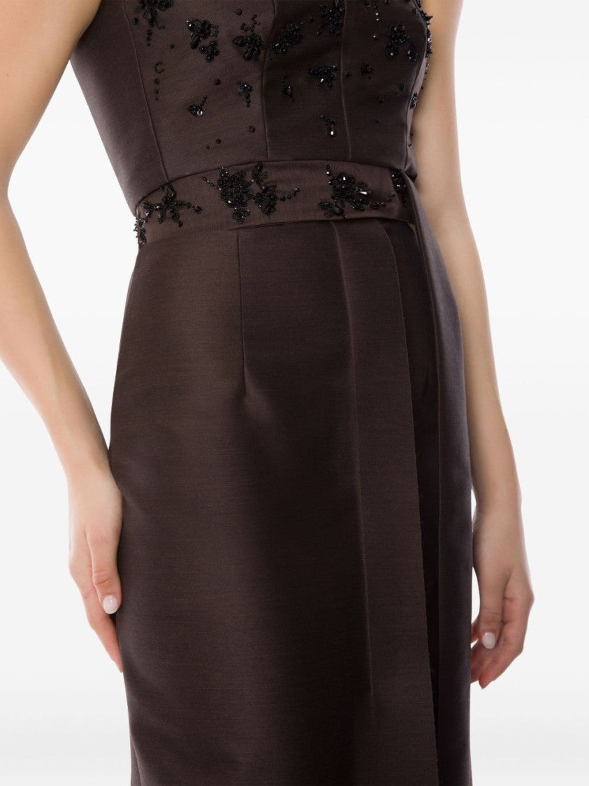 Alberta Ferretti Brown Midi Skirt With High Waist