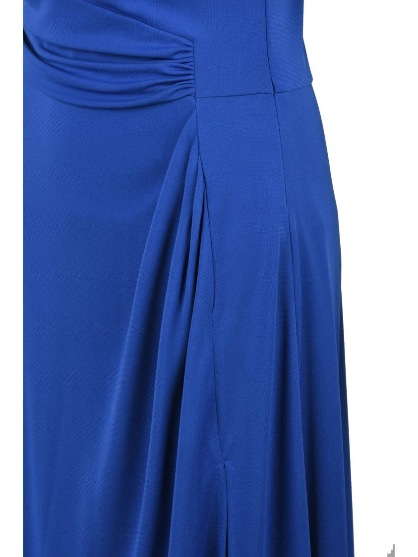Pennyblack Fluid Blue Jersey Midi Dress With Gathered Detailing