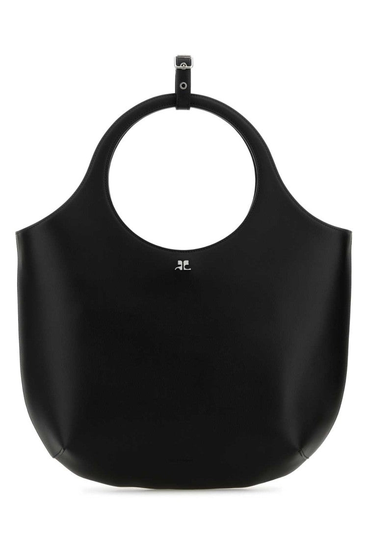 Courrèges Black Leather Medium Holy Handbag
