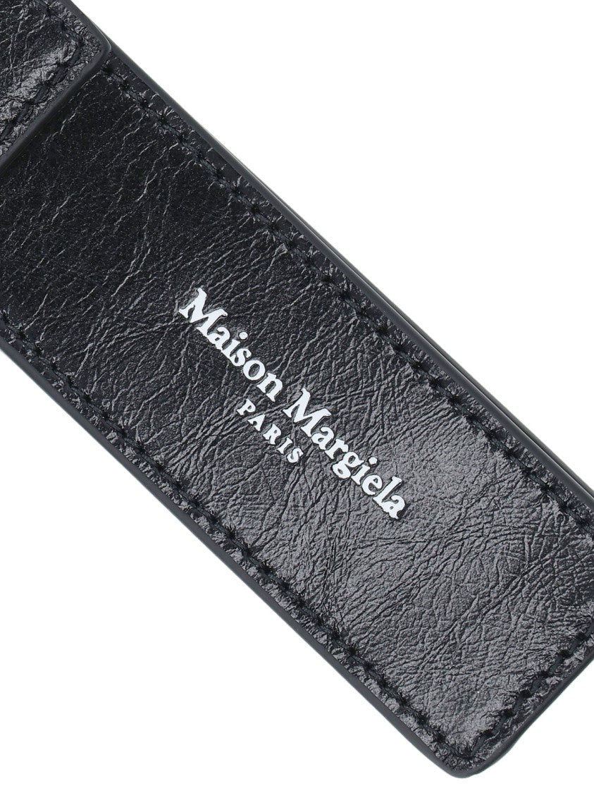 Maison Margiela "Lighter Holder" Key Ring In Black Calfskin