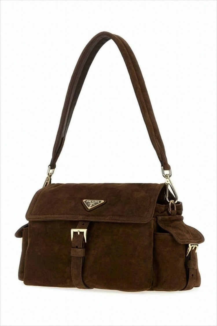 Prada Structured Lambskin Shoulder Bag With Gold-Tone Accents