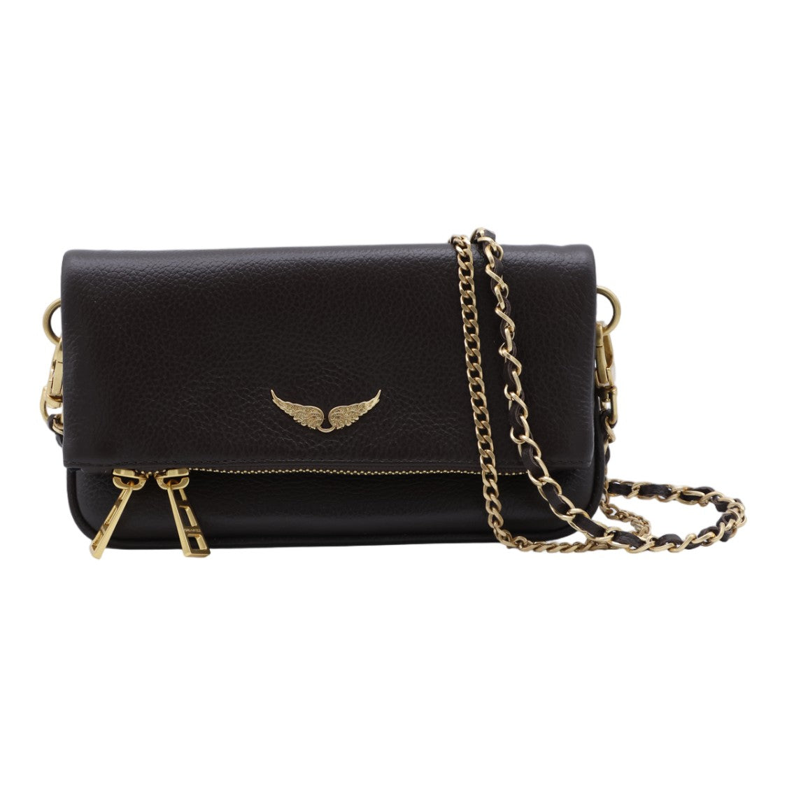 Zadig & Voltaire Rectangular Textured Handbag With Fold-Over Flap