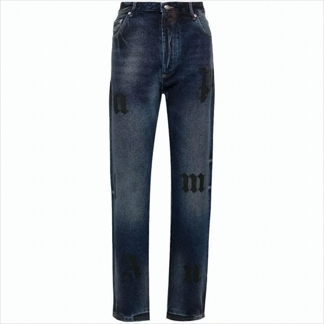 Palm Angels Straight-Leg Denim Pants With Bold Graphics