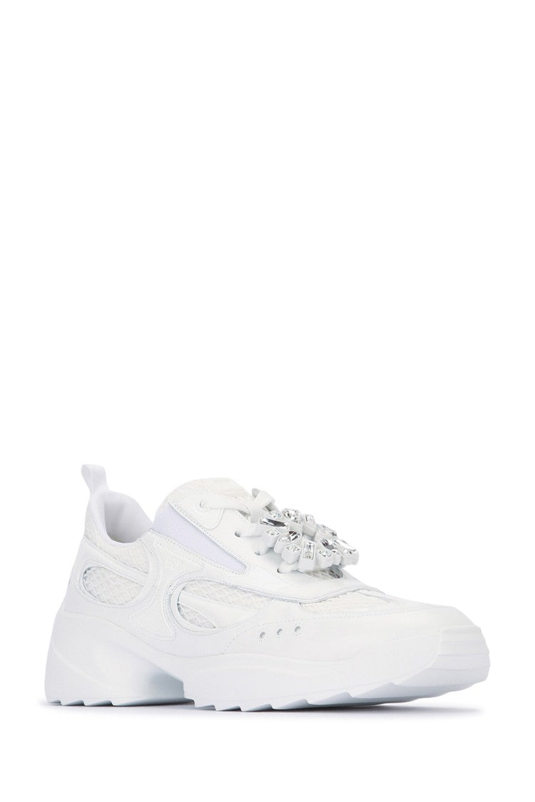 Roger Vivier White Sneakers With Decorative Crystal Embellishment