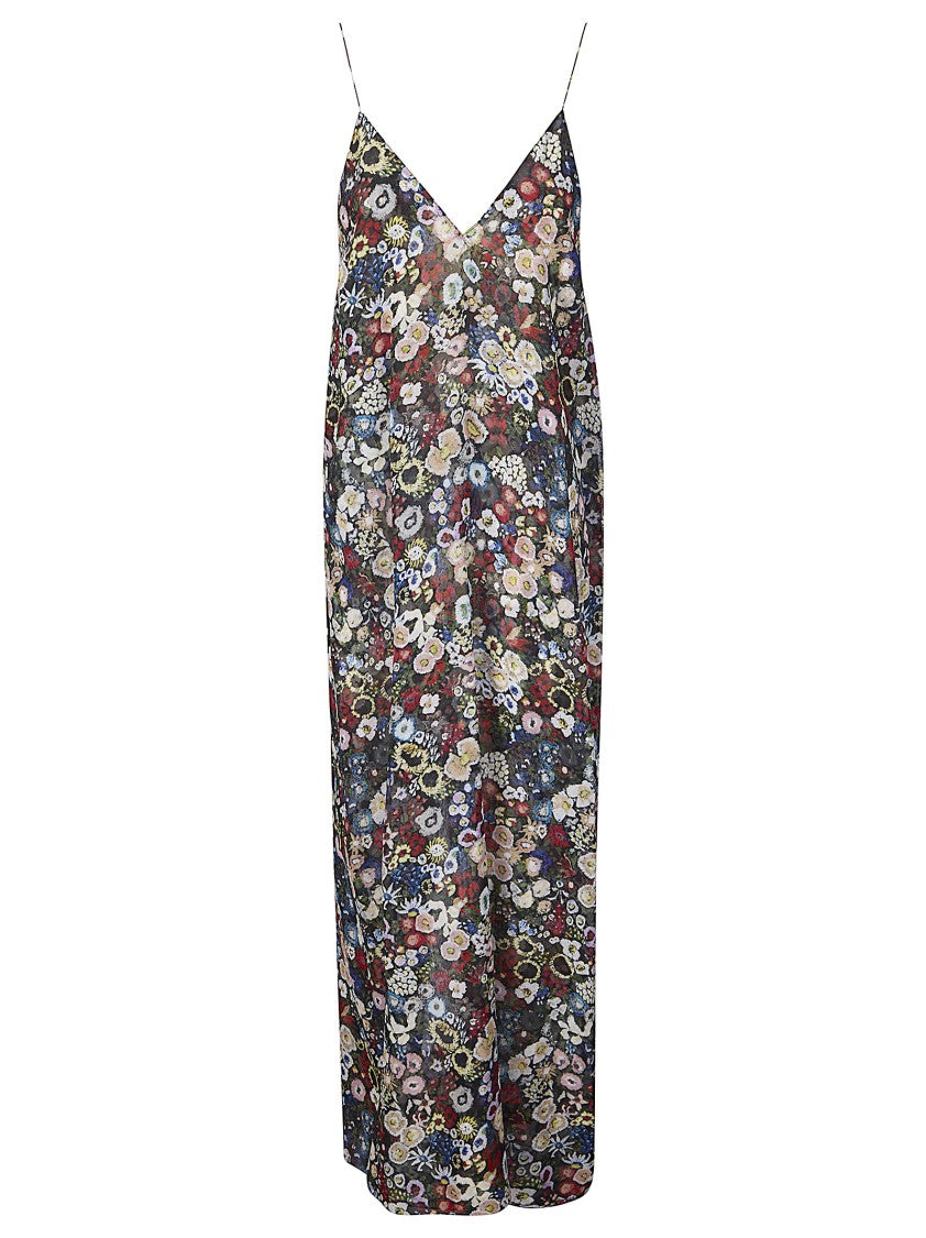 Khaite Multicolor Taja Long Slip Silk Chiffon Dress