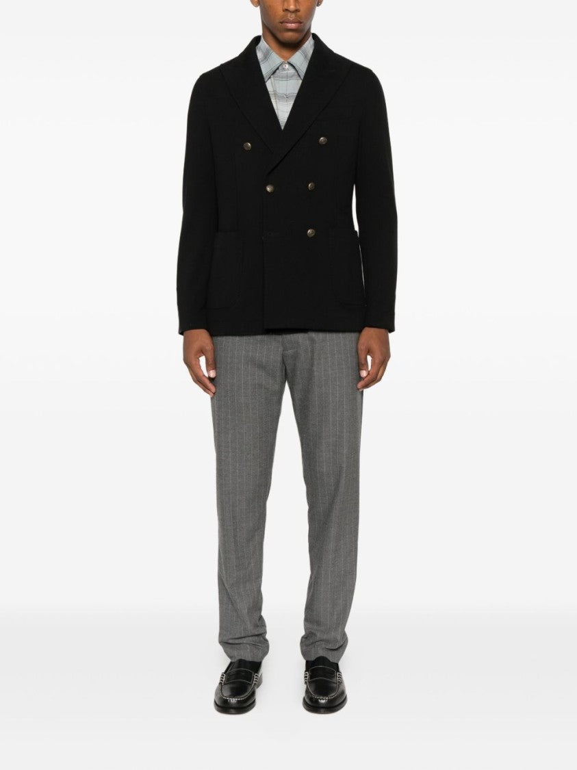 Circolo 1901 Black Double-Breasted Jacket With Structured Silhouette And Metallic Buttons