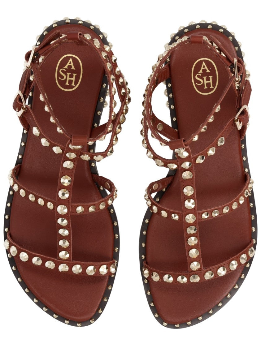 Ash Gladiator Buckles Studded Flat Sandals