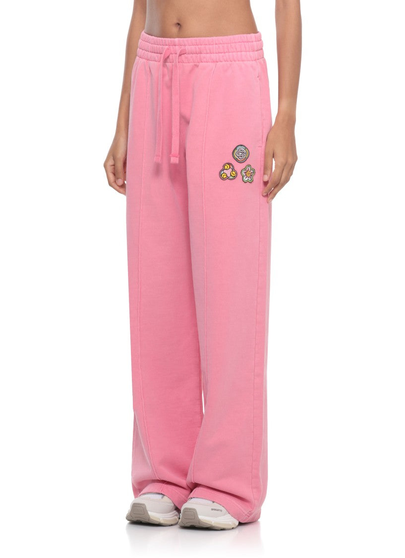Casablanca Relaxed Wide-Leg Cotton Pants With Embroidered Patches