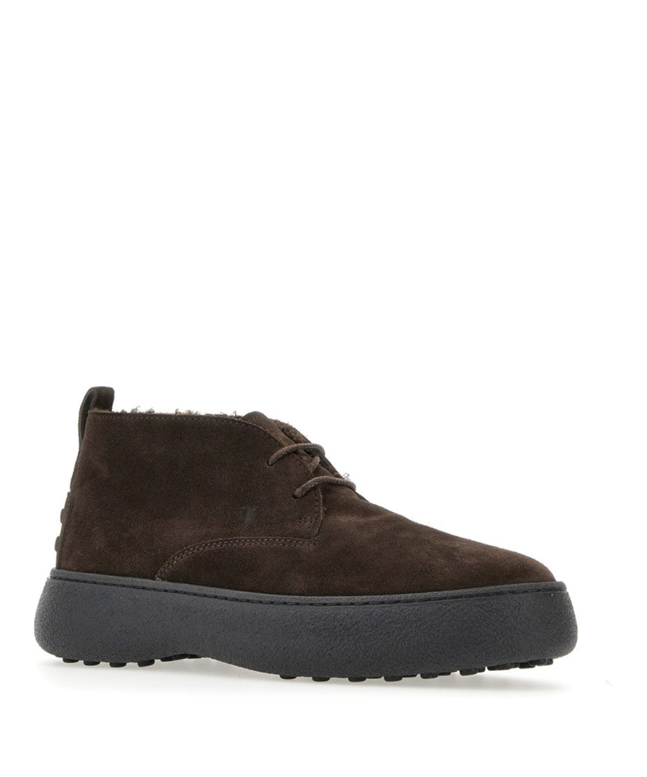 Tod's Ankle-High Brown Suede Shoes