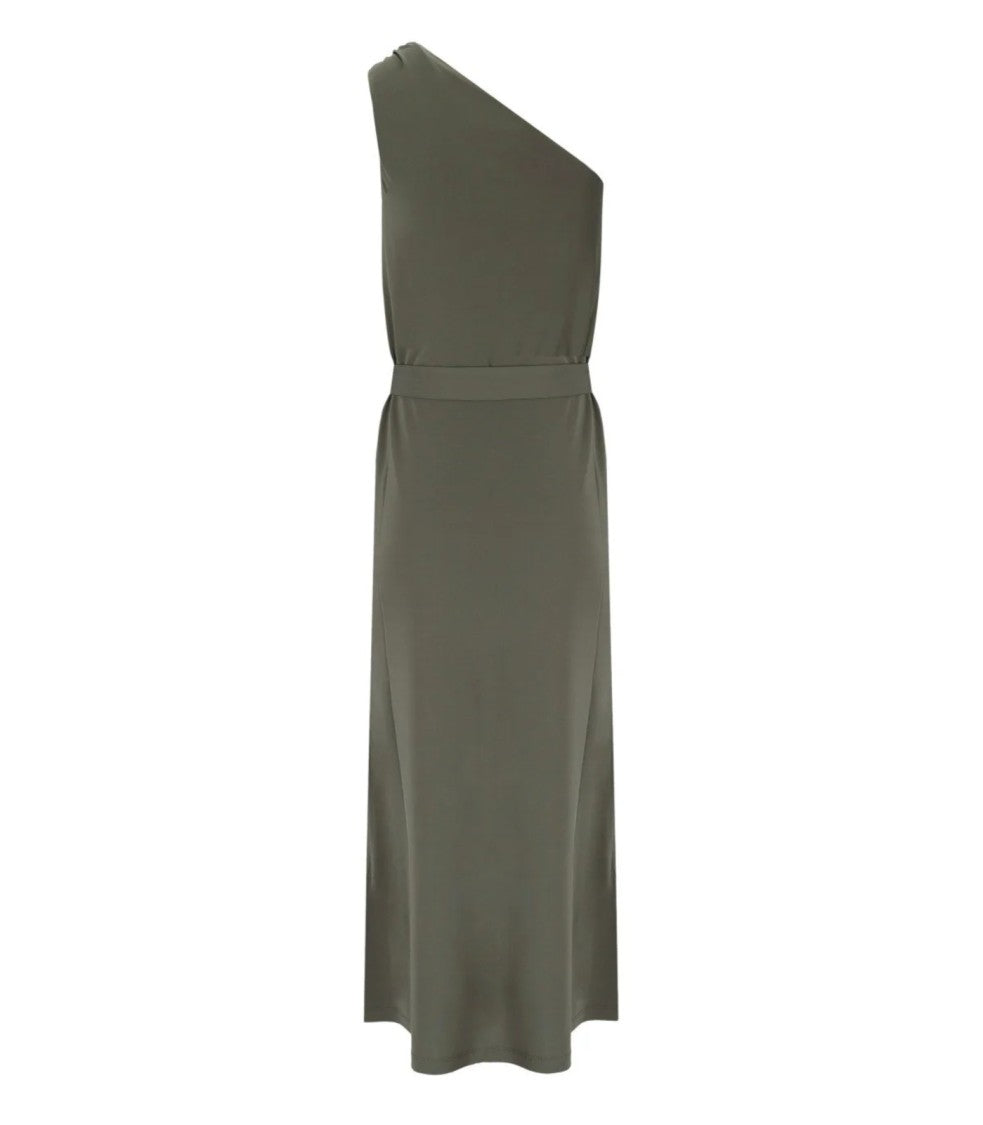 Max Mara One-Shoulder Midi Dress With Fabric Belt