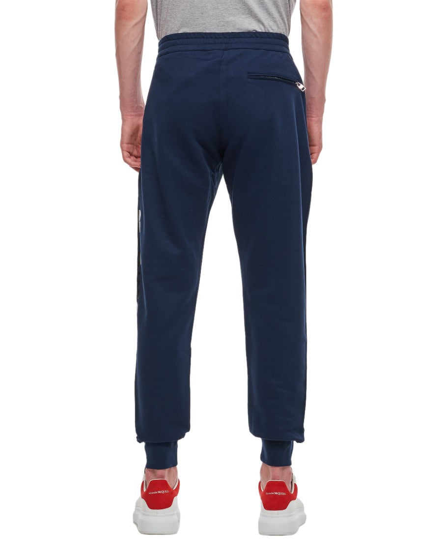 Alexander Mcqueen Deep Blue Cotton Jogging Pants With Drawstring Waistband