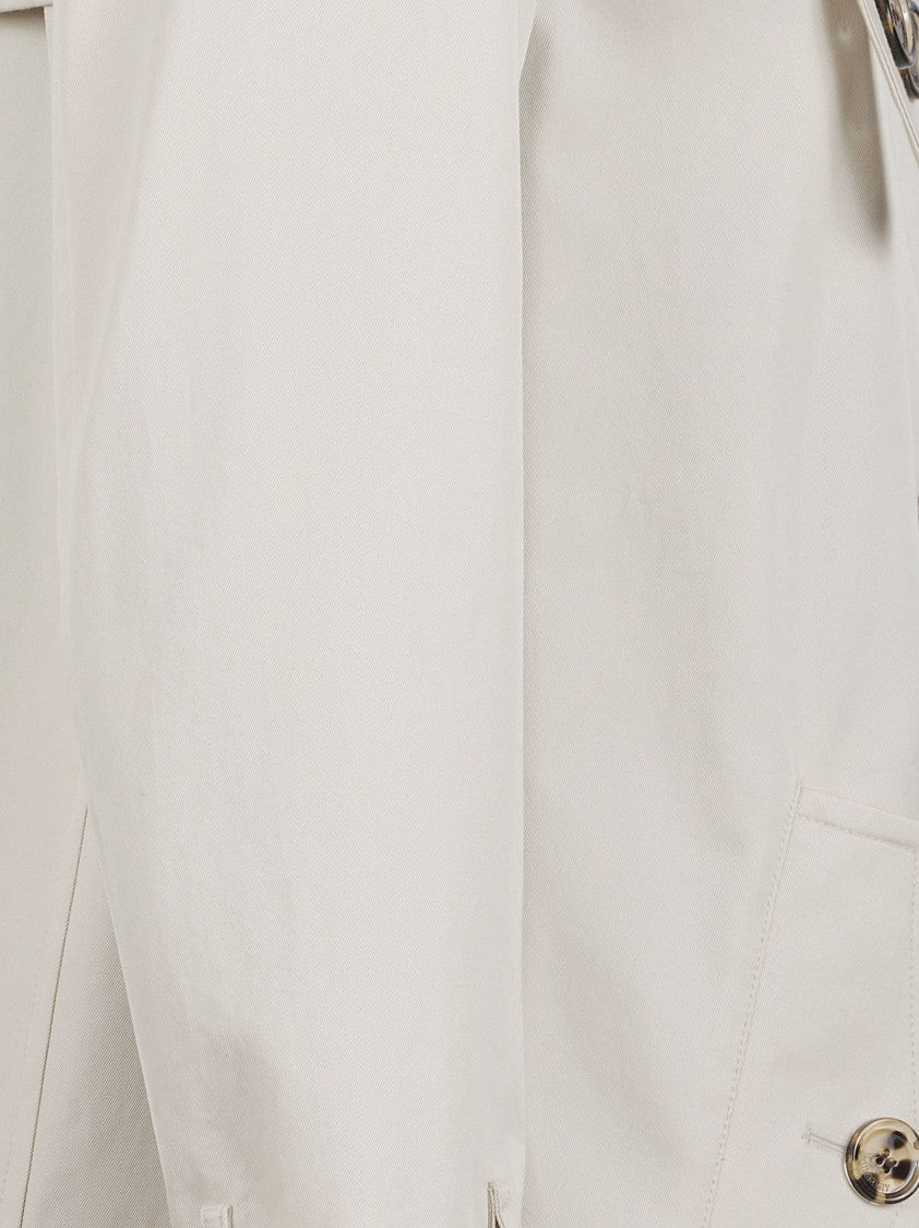 Burberry Double-Breasted Cotton Coat With Tortoiseshell Buttons