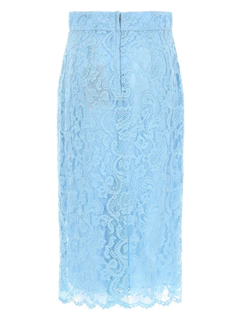 Dolce & Gabbana Pencil Fitted Lace Scalloped Skirt