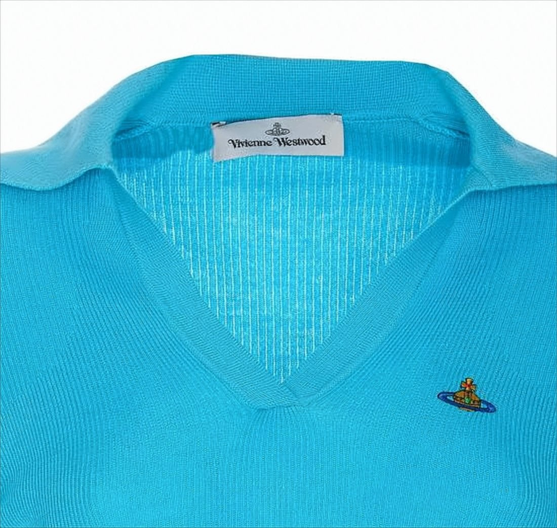 Vivienne Westwood Fitted Ribbed Knit Sweater With V-Neckline