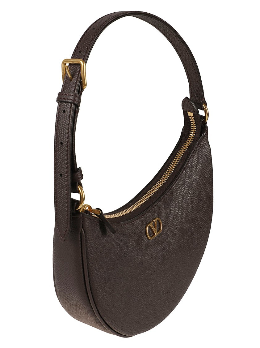 Valentino Garavani Crescent-Shaped Handbag In Textured Split Calf Leather