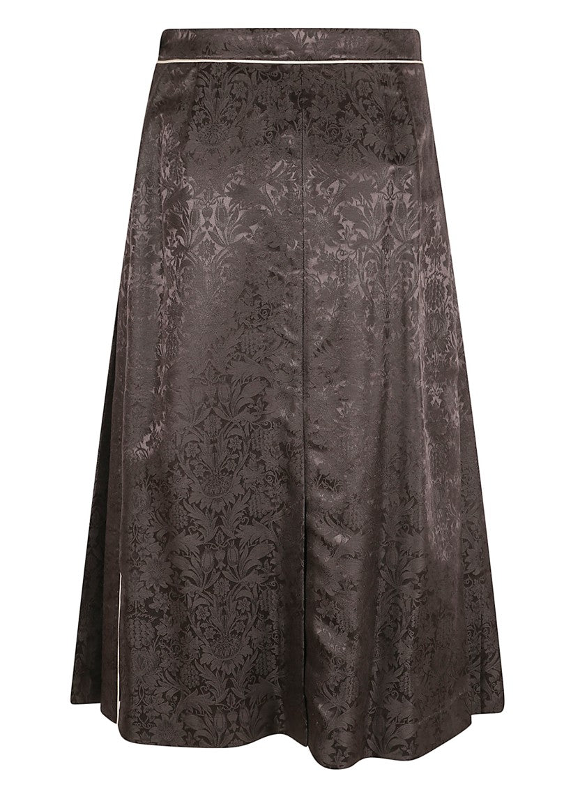 Burberry Silk Jacquard Wrap Skirt With Front Pleats