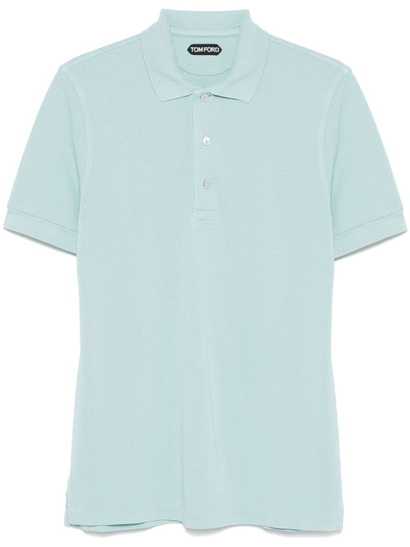 Tom Ford Powder Blue Polo Shirt With Embroidered Logo