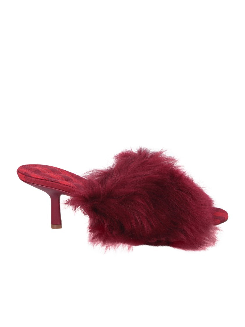 Burberry Red Fur Sandals