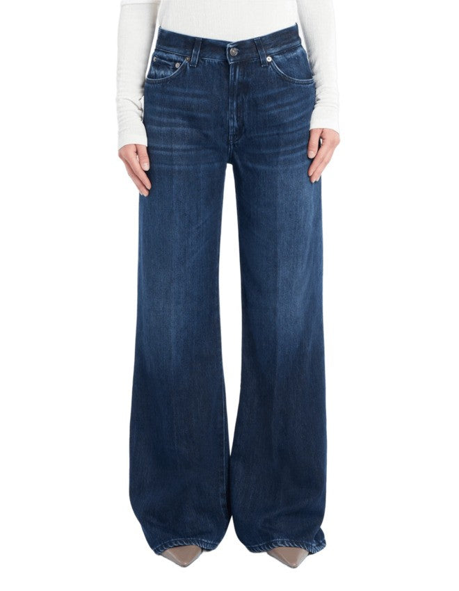 Dondup Wide-Leg Deep Indigo Jeans With Classic Five-Pocket Design